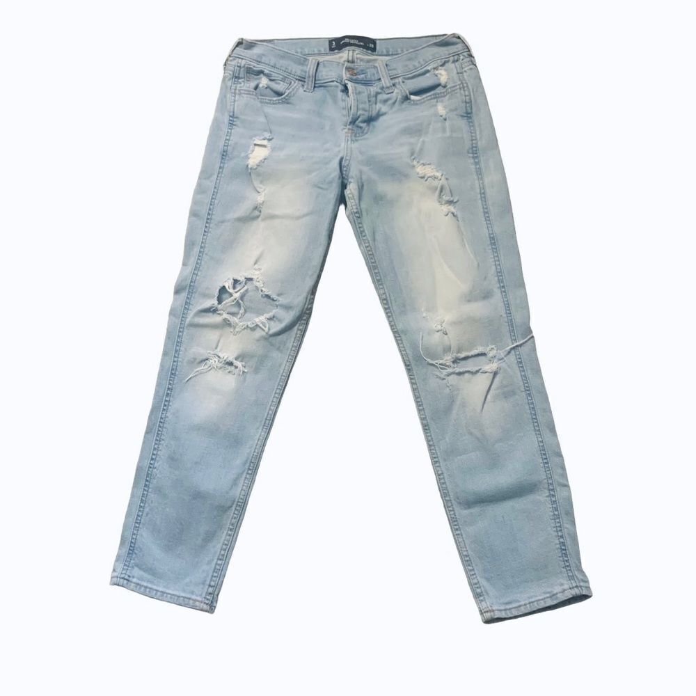 Hollister Vintage Boyfriend Light Wash Distressed Straight Leg Jeans Size 3